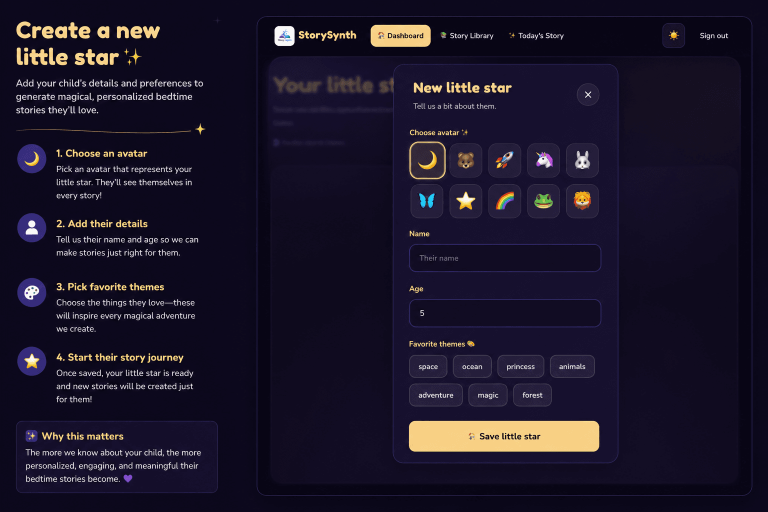 AI story generator customizing plotlines, characters, and moral themes.